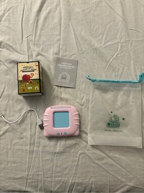 Cute Pink Kids Handheld Learning Console with Blue Screen
